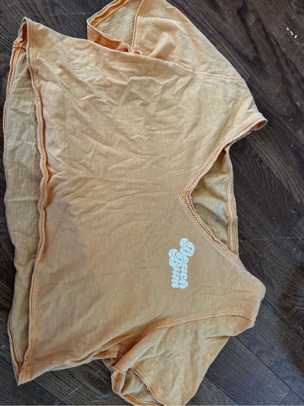 aerie Peach Short Sleeve Cropped Tee with White Graphic